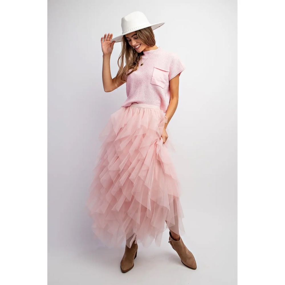 Cascading Tulle Mesh Layered Max Skirt